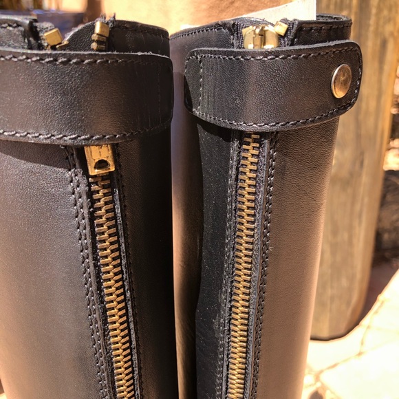 J. Crew Field Boots, Elegant Black Leather Knee-High Boots - Picture 5 of 10